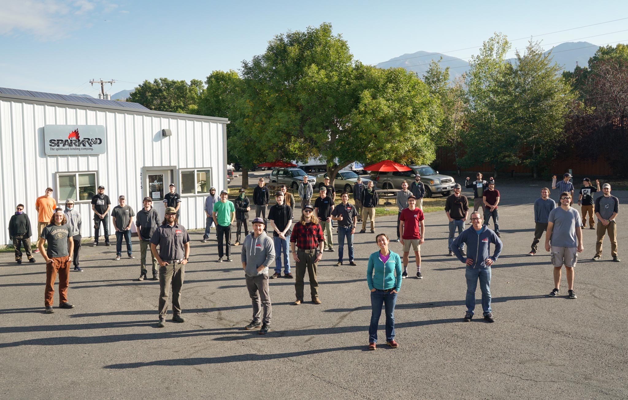 Spark R&D employees in parking lot